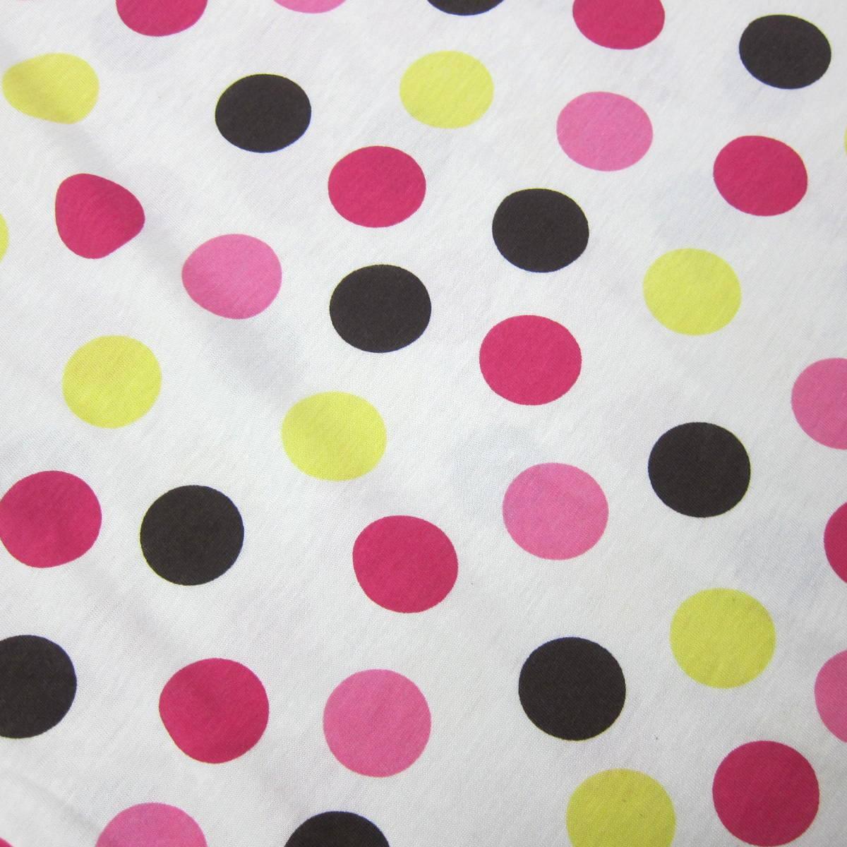 Pink, Yellow and Brown Dots On Natural Cotton Jersey Fabric - Nature's Fabrics
