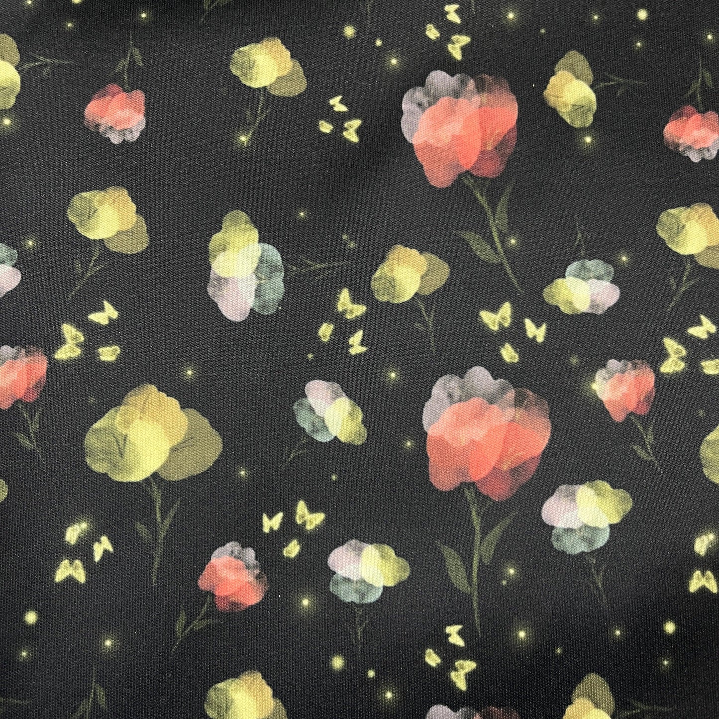 Poppies on Black 1 mil PUL Fabric - Made in the USA - Nature's Fabrics