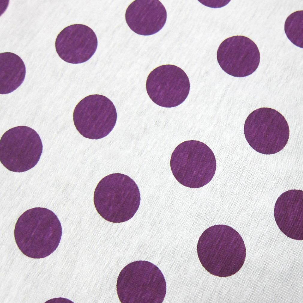 Purple Dots On White Cotton Jersey