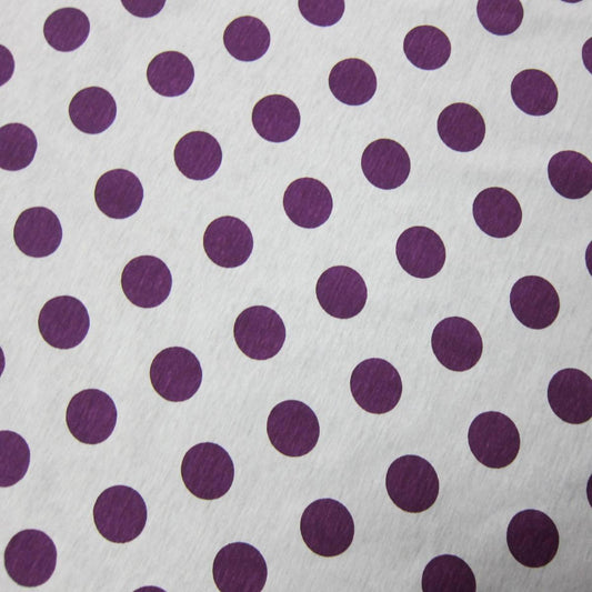Purple Dots On White Cotton Jersey Fabric - Nature's Fabrics
