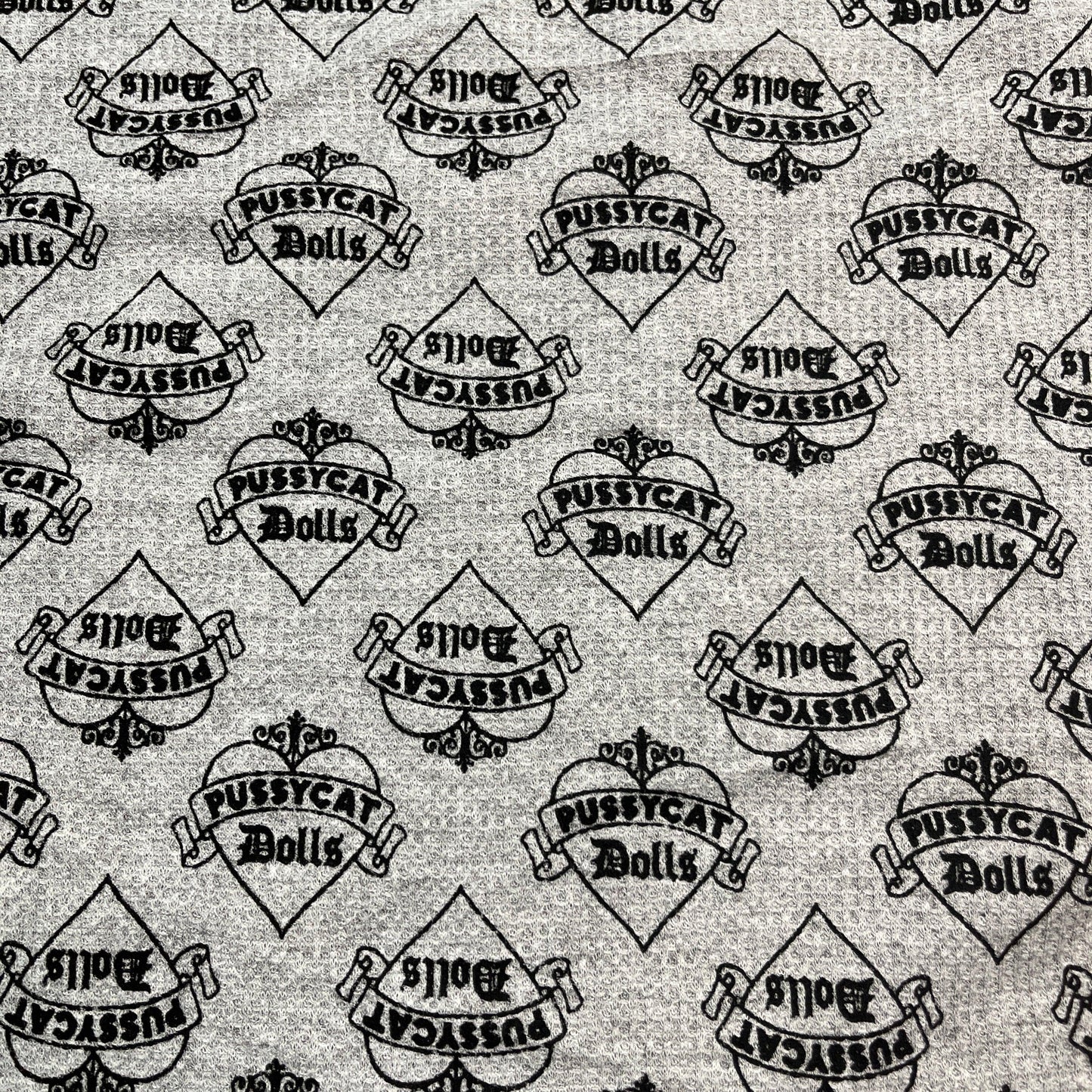 Pussycat Dolls on Gray Cotton Thermal Fabric - Nature's Fabrics