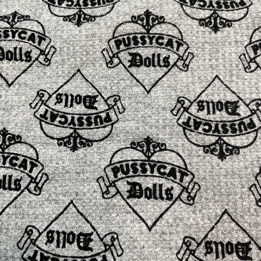Pussycat Dolls on Gray Cotton Waffle Thermal Fabric - Nature's Fabrics