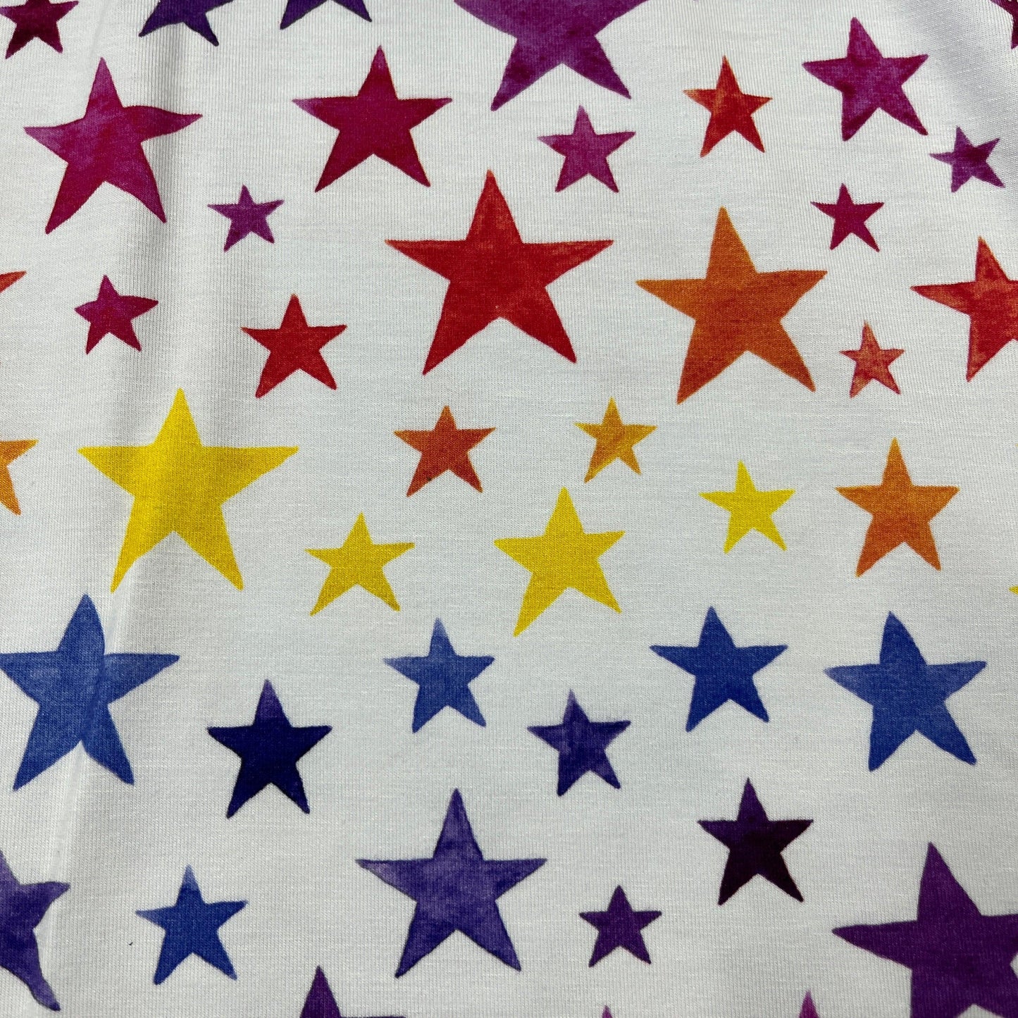 Rainbow Stars on Bamboo/Spandex Jersey Fabric - Nature's Fabrics