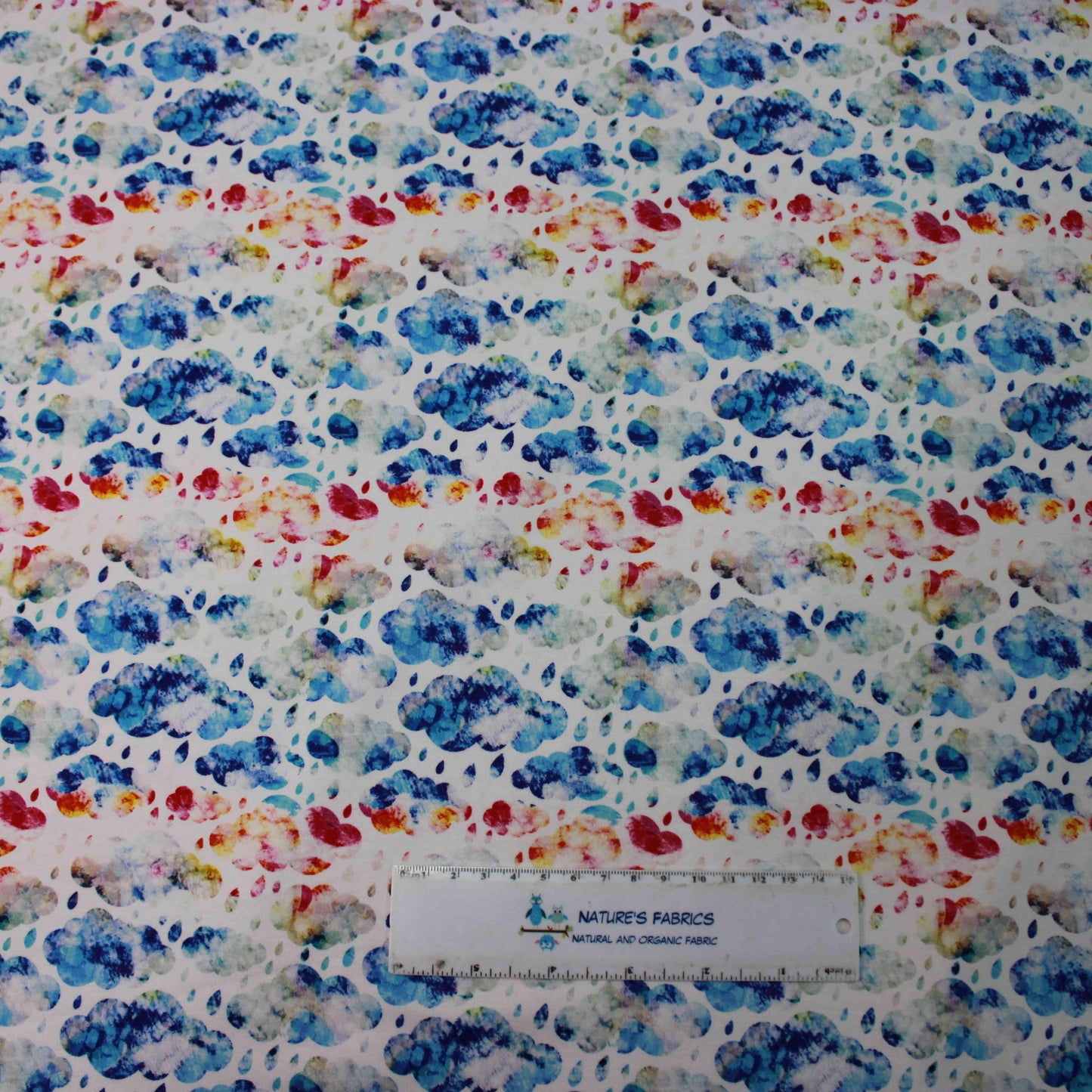 Rainy Days on Bamboo Stretch French Terry Fabric - Nature's Fabrics