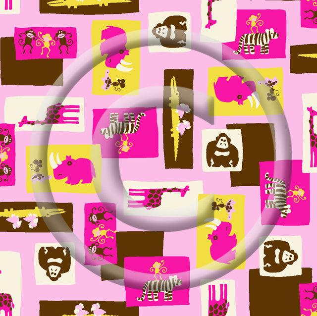 Raspberry Chocolate Zoo on Cotton Interlock