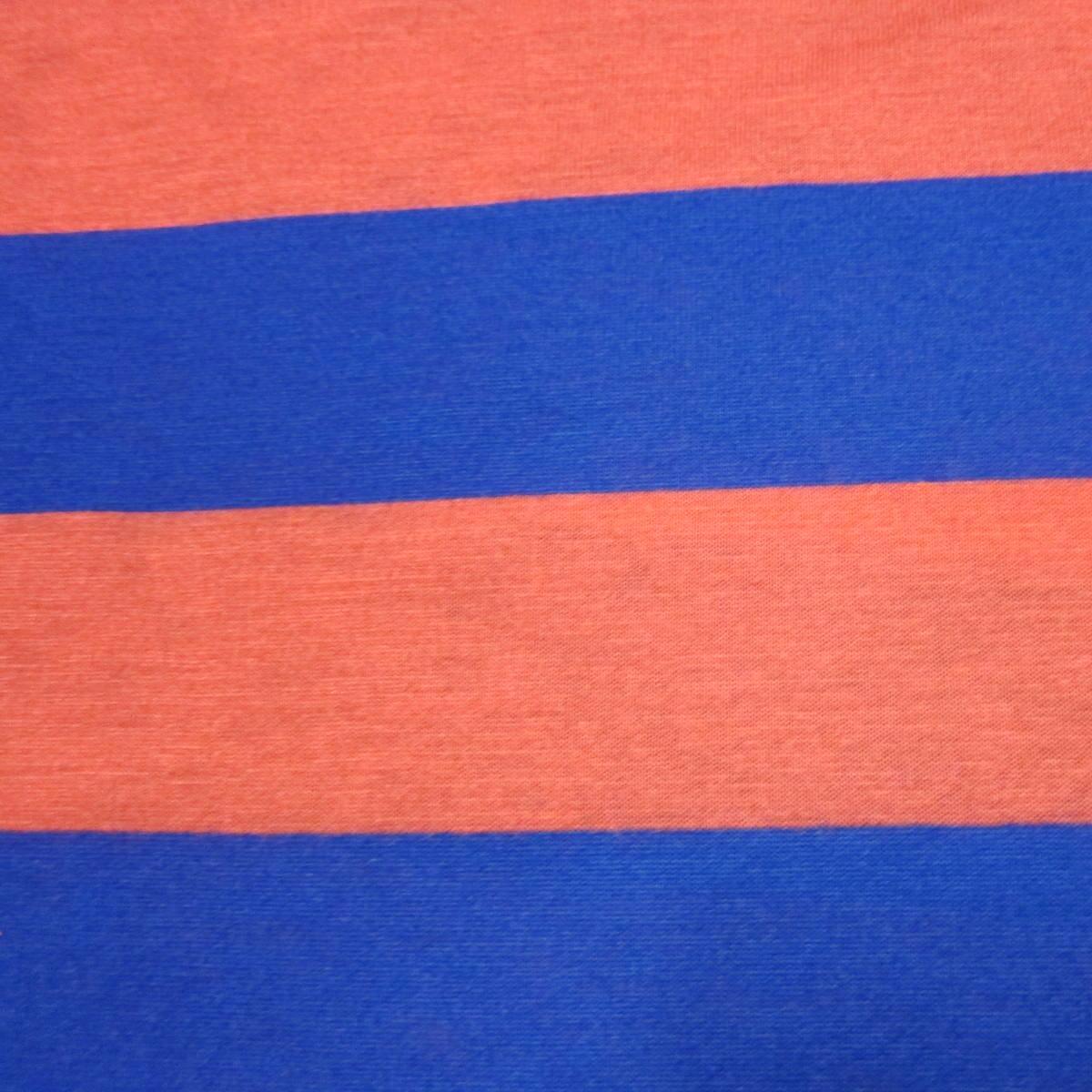 Red and Blue 2" Stripes on Cotton/Poly Jersey Fabric - Nature's Fabrics