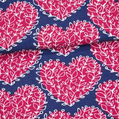 Red Lempi on Blueberry Organic Cotton/Spandex Jersey Fabric - Nature's Fabrics