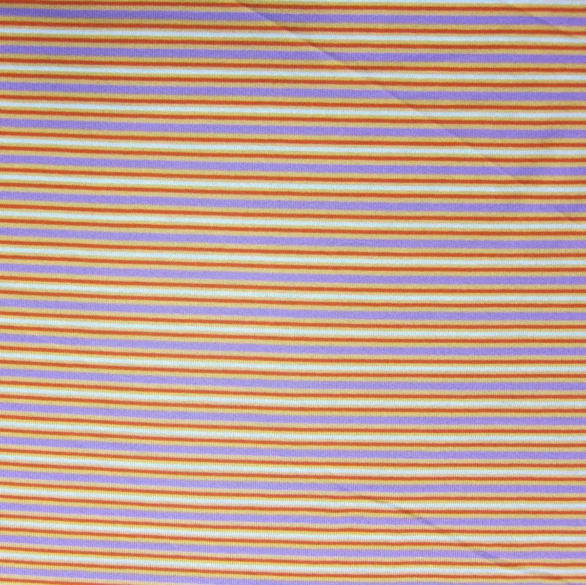 Red, Purple and Orange Stripes on Cotton Jersey Fabric - Nature's Fabrics