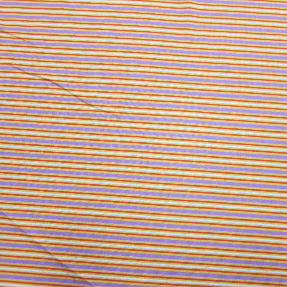Red, Purple and Orange Stripes on Cotton Jersey Fabric - Nature's Fabrics