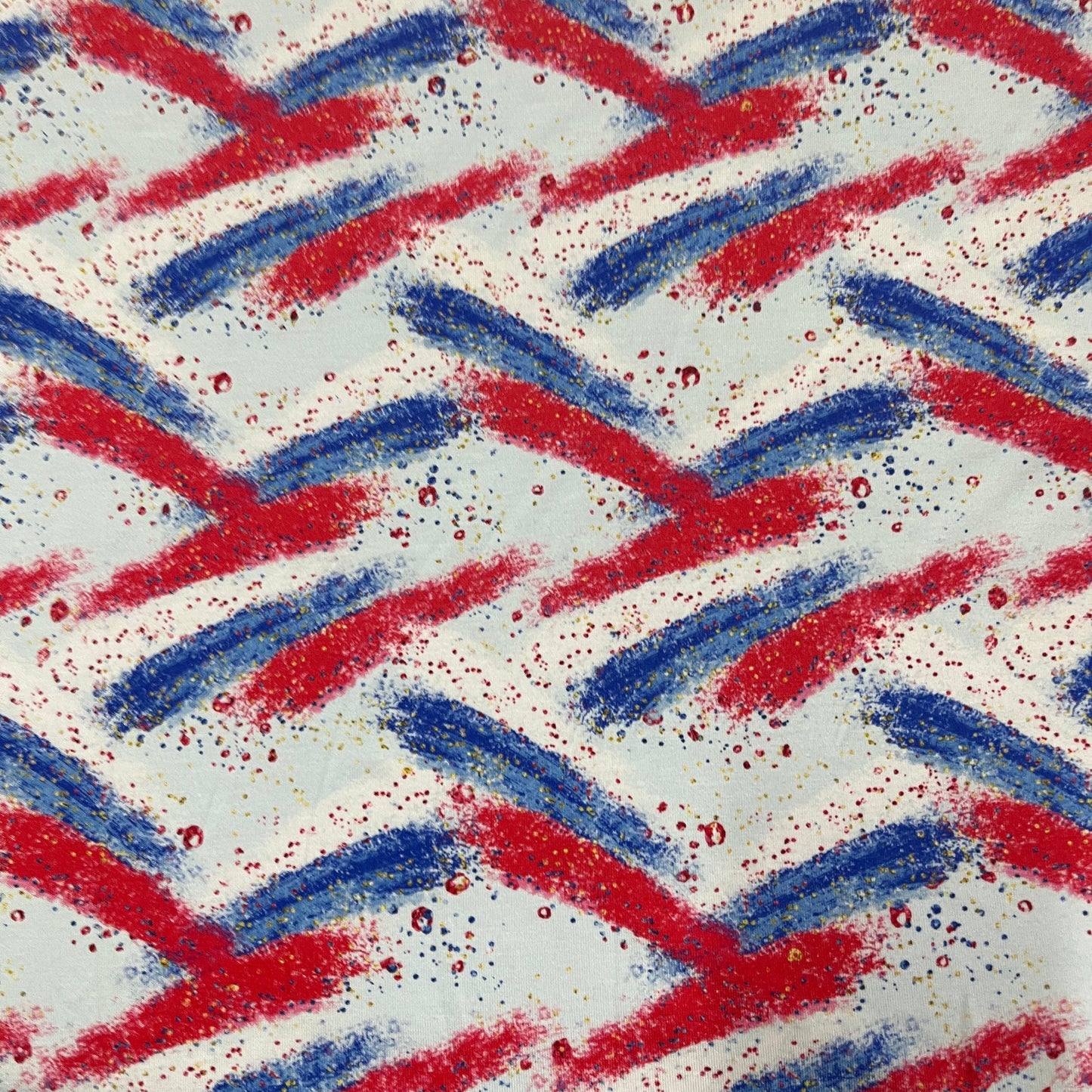 Red, White and Blue Paint on Bamboo/Spandex Jersey Fabric - Nature's Fabrics