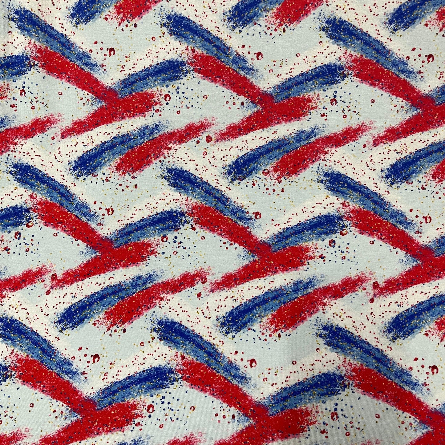Red, White and Blue Paint on Bamboo/Spandex Jersey Fabric - Nature's Fabrics