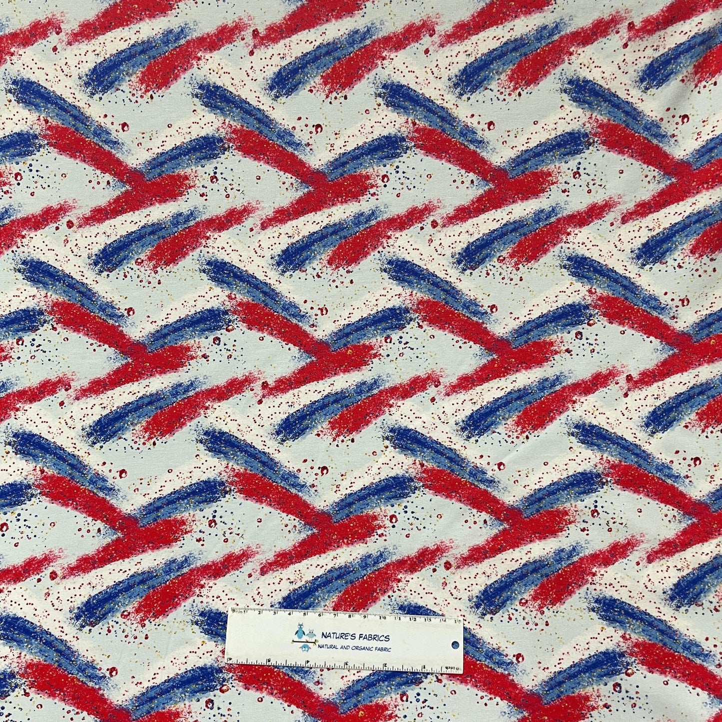 Red, White and Blue Paint on Bamboo/Spandex Jersey Fabric - Nature's Fabrics