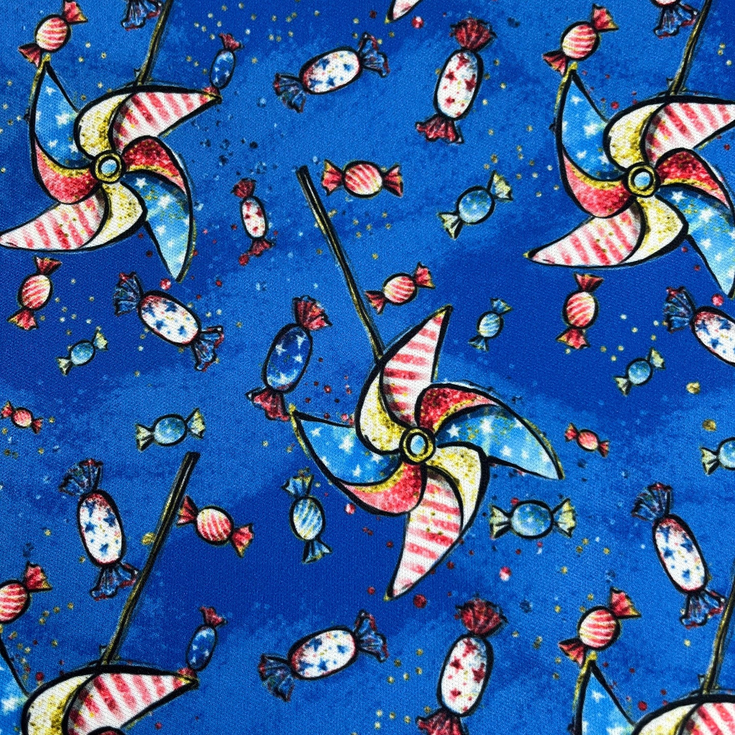 Red, White and Blue Pinwheels 1 mil PUL Fabric - Made in the USA - Nature's Fabrics