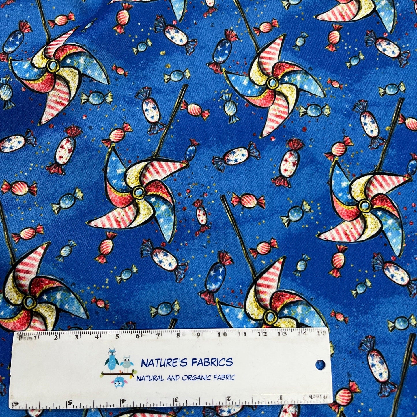 Red, White and Blue Pinwheels 1 mil PUL Fabric - Made in the USA - Nature's Fabrics