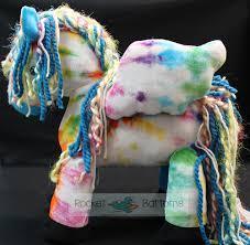 Colorful tie-dye fabric horse plush toy by Nature's Fabrics