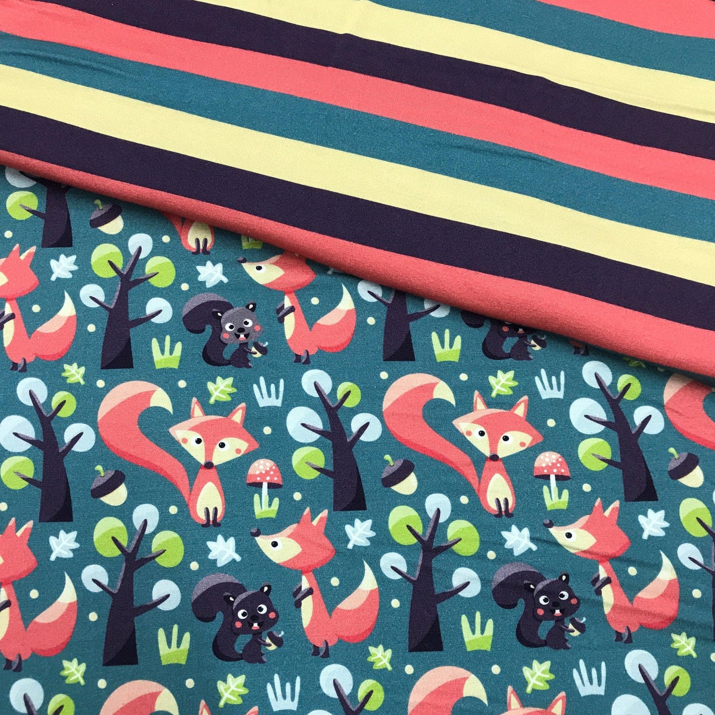 Rocky and Foxy Brown Stripe on Bamboo/Spandex Jersey Fabric - Nature's Fabrics