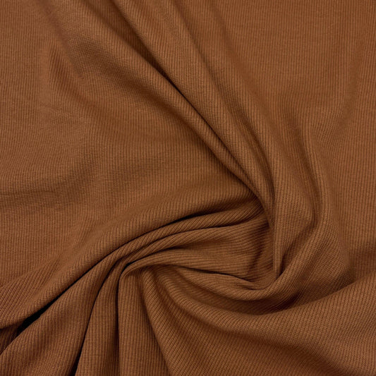 Rust Organic Cotton/Spandex Rib Knit Fabric - 2x2 - Nature's Fabrics