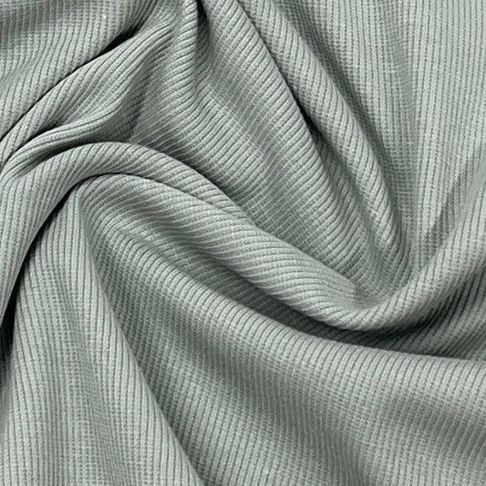 Nature's Fabrics sage green ribbed knit fabric with soft folds