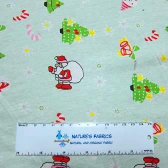 Santa on Mint Cotton Jersey