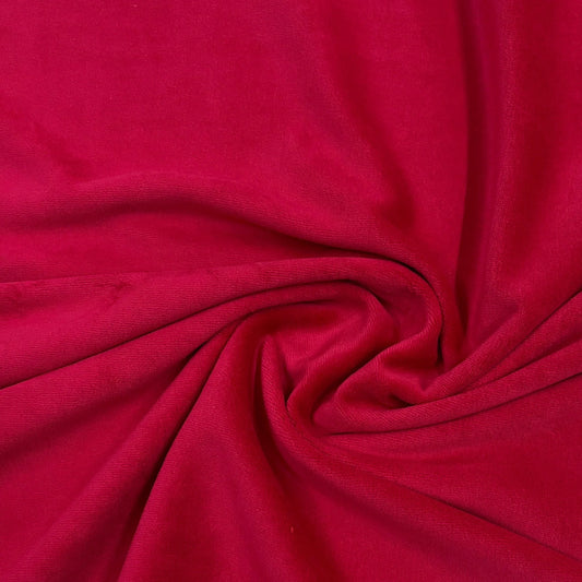 Scarlett Red Cotton Velour Fabric - Nature's Fabrics