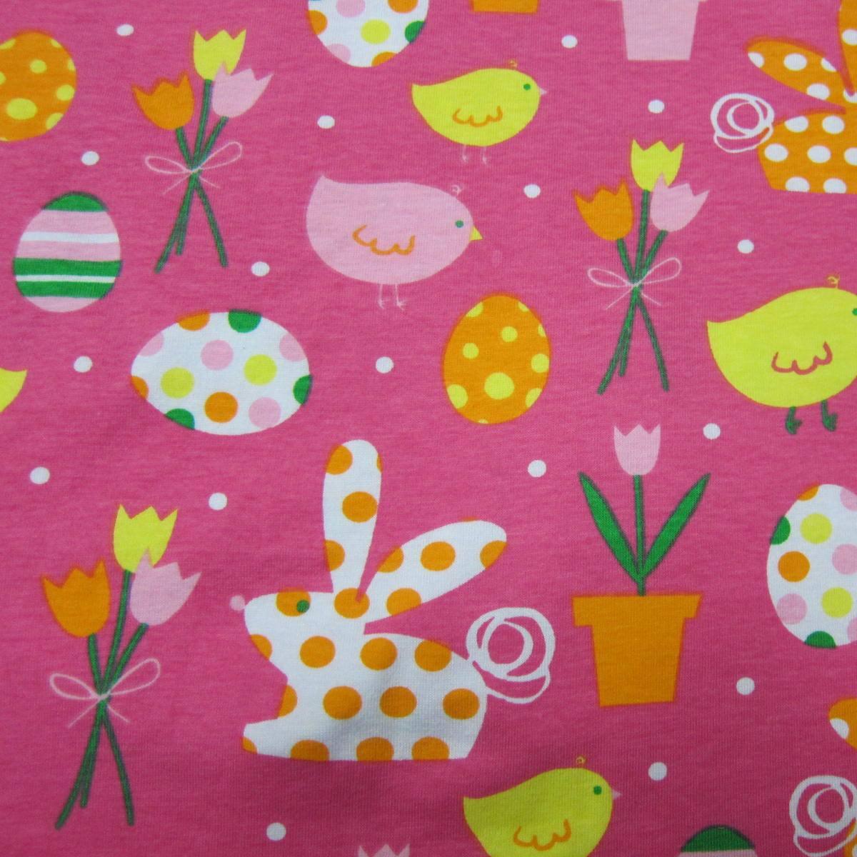 Spring Fling on Pink Cotton/Spandex Jersey Fabric - Nature's Fabrics