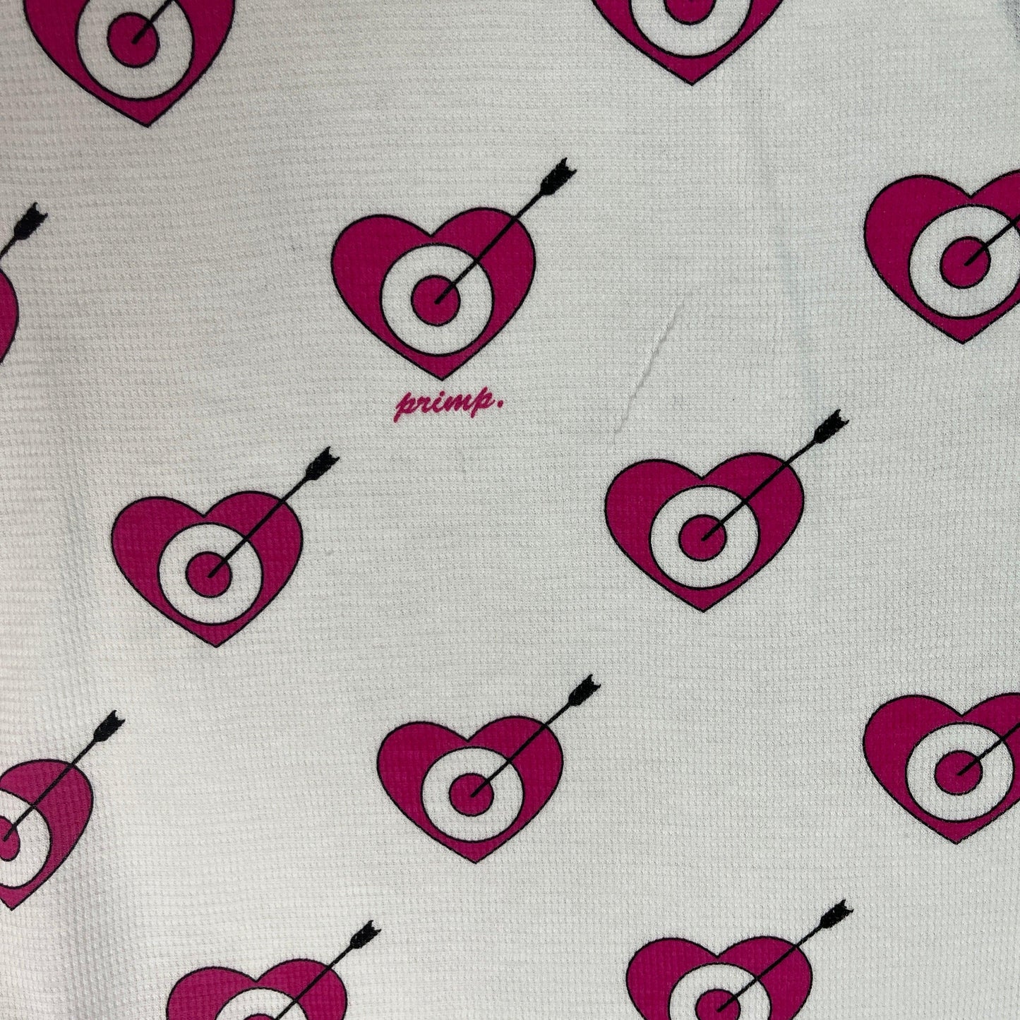 Target Hearts on White Cotton Waffle Thermal Fabric - Nature's Fabrics