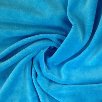 Close-up of draped bright blue premium fabric from Nature's Fabrics.