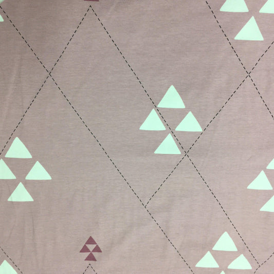 Triangles on Pink Organic Cotton/Spandex Jersey Fabric - Nature's Fabrics