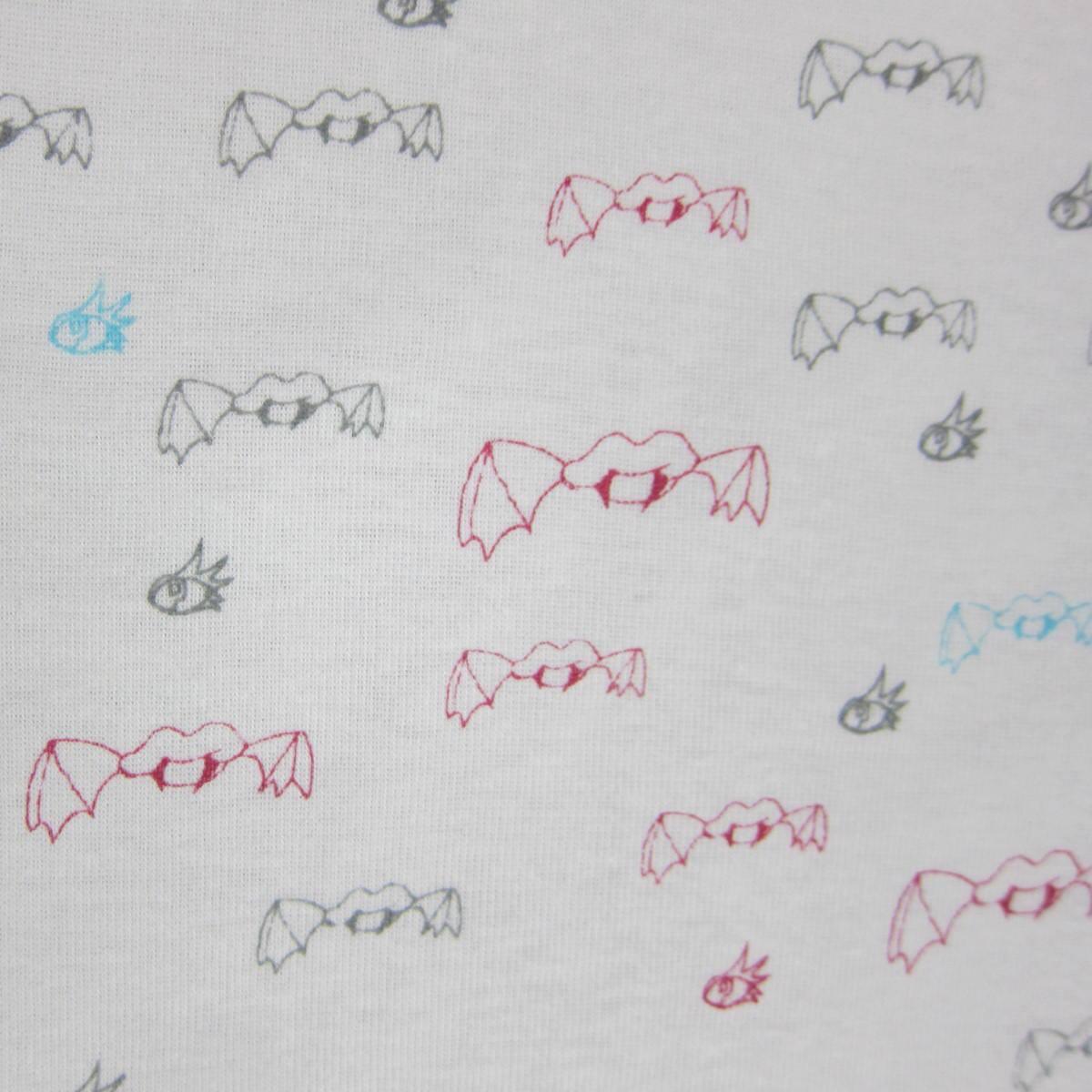 V Bats on White Cotton Rib Fabric - Nature's Fabrics