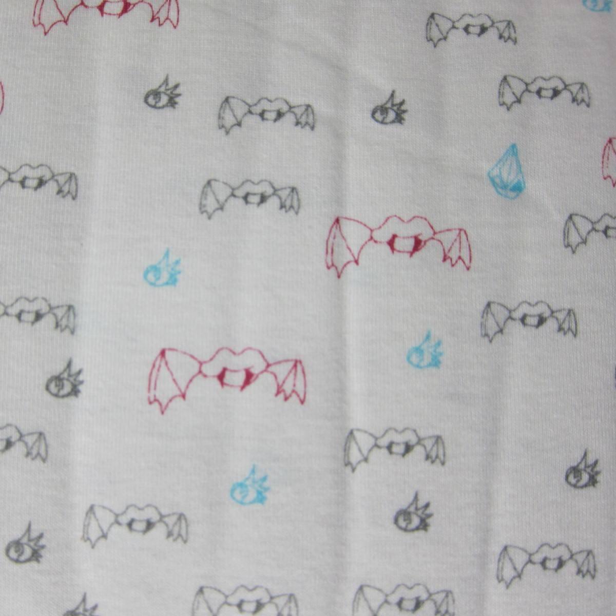 V Bats on White Cotton Rib Fabric - Nature's Fabrics