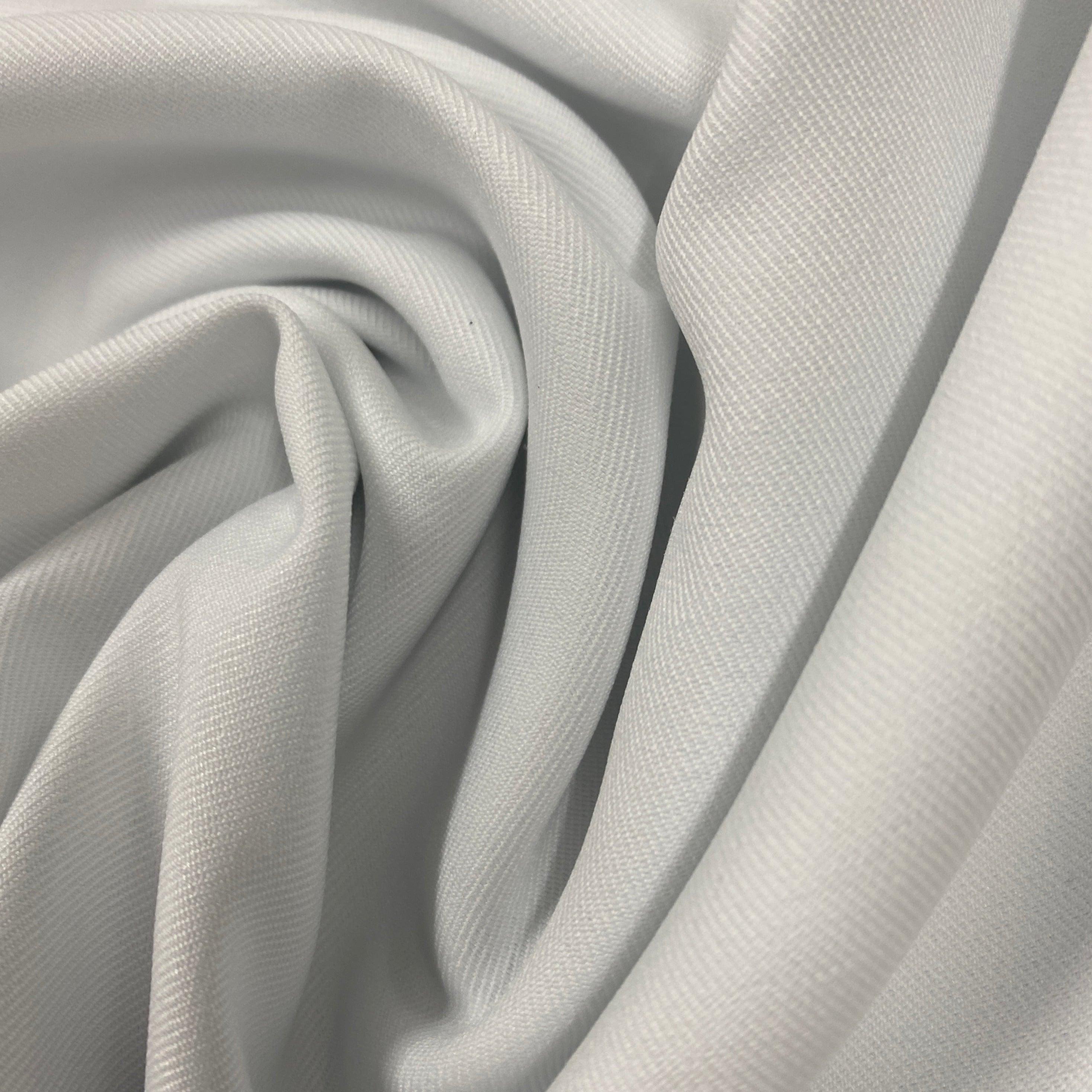 58 Rayon & Polyester Poly Blend Twill Gabardine White 7 OZ Woven