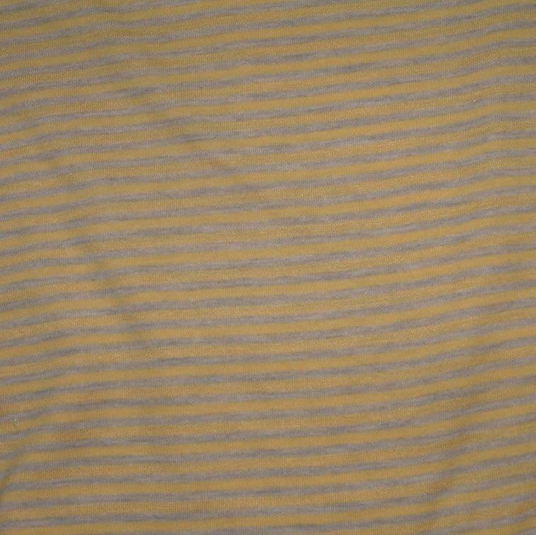 Yellow and Gray Stripes on Cotton/Poly Jersey Fabric - Nature's Fabrics