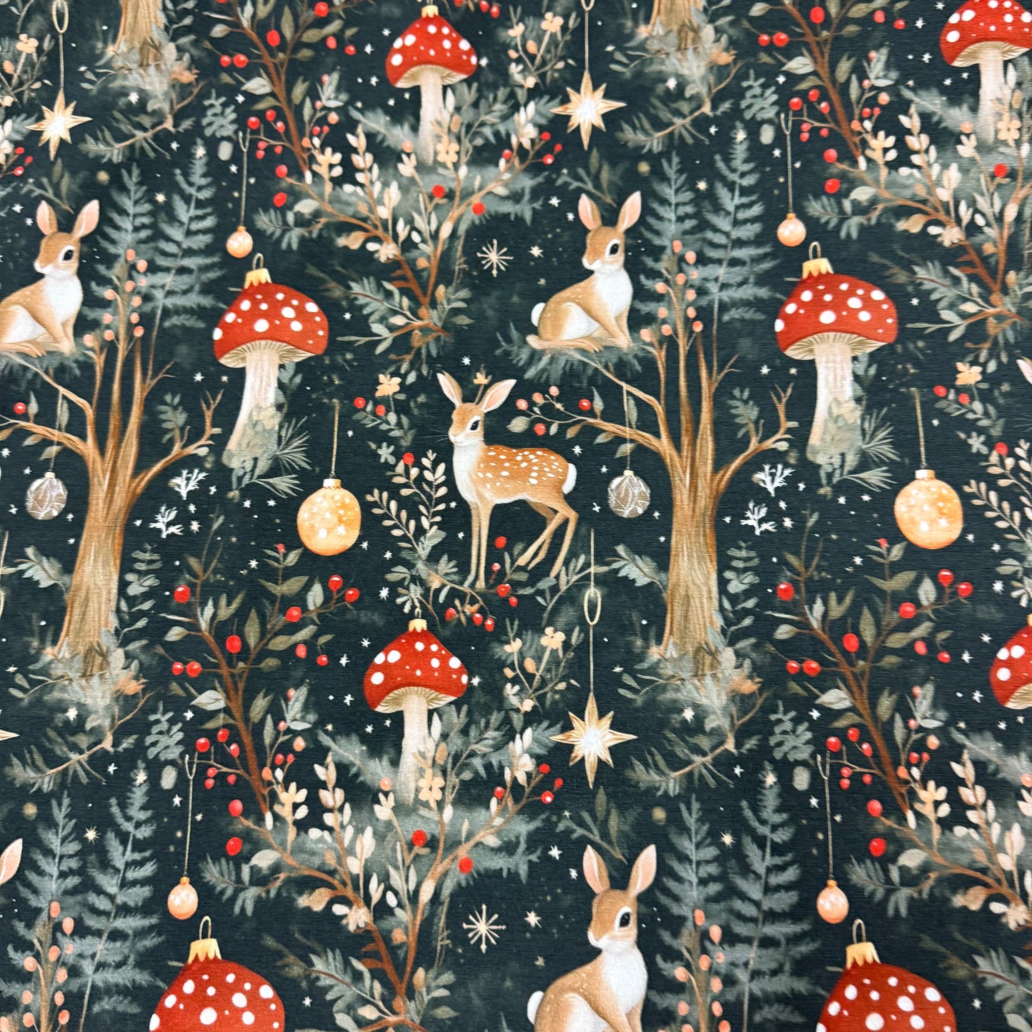 Whimsical Winter Forest on Bamboo/Spandex Jersey Fabric