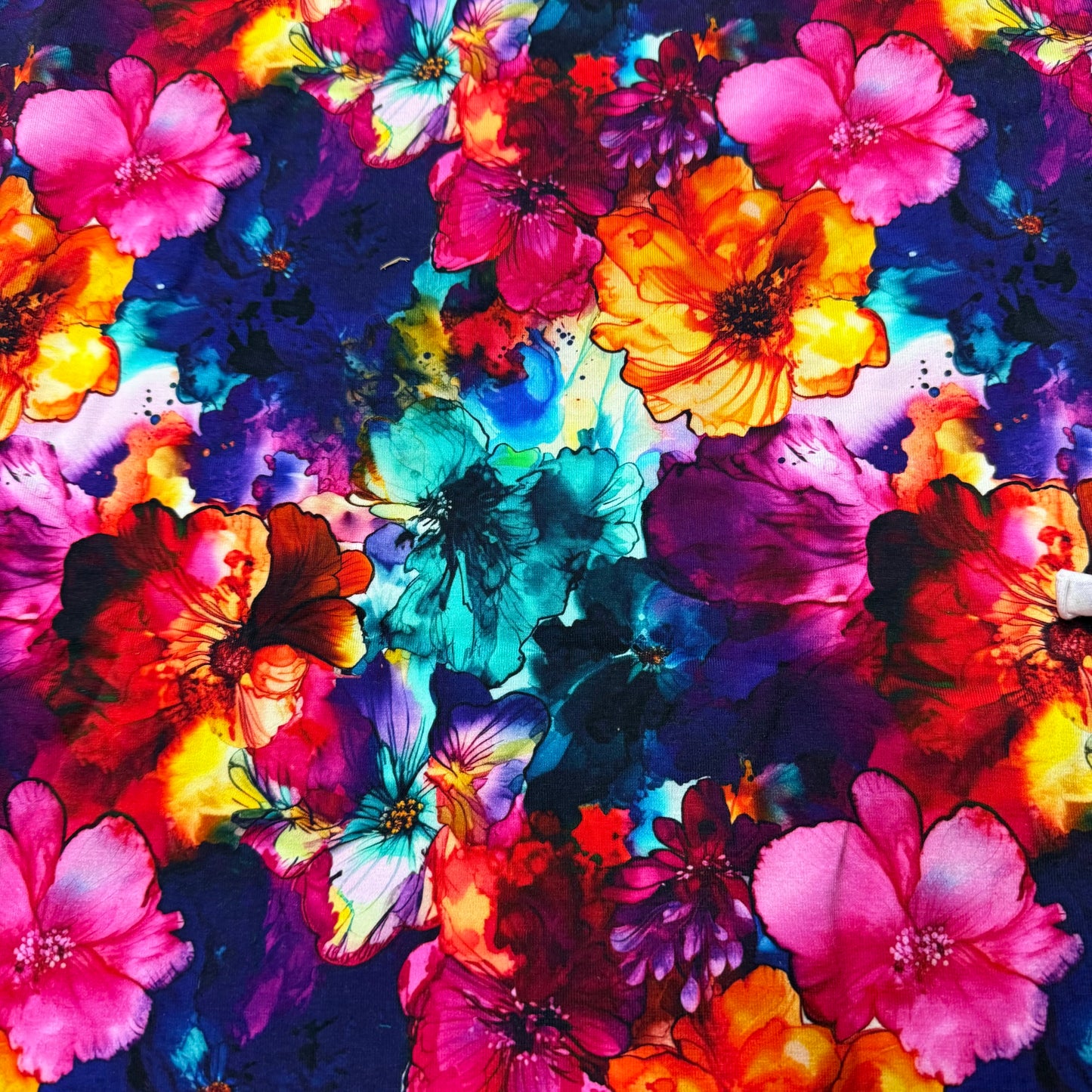Floral Vivid Alcohol Ink on Organic Cotton/Spandex Jersey Fabric