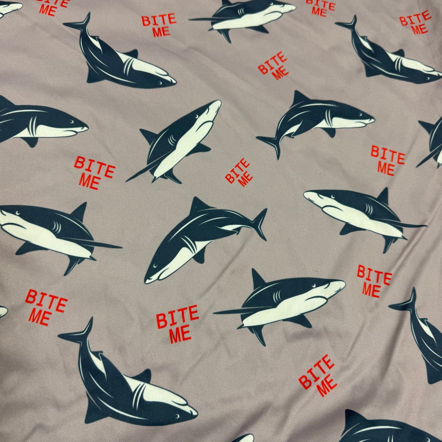 Bite Me Sharks on 1 mil PUL Fabric - Made in China- Seconds