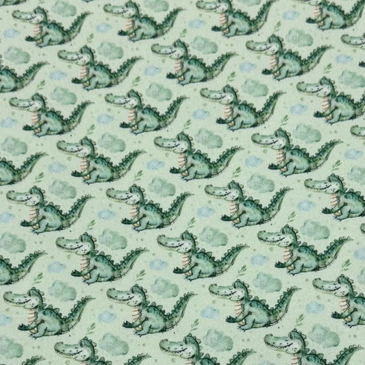 Watercolor Alligators 1 mil PUL Fabric - Made in the USA