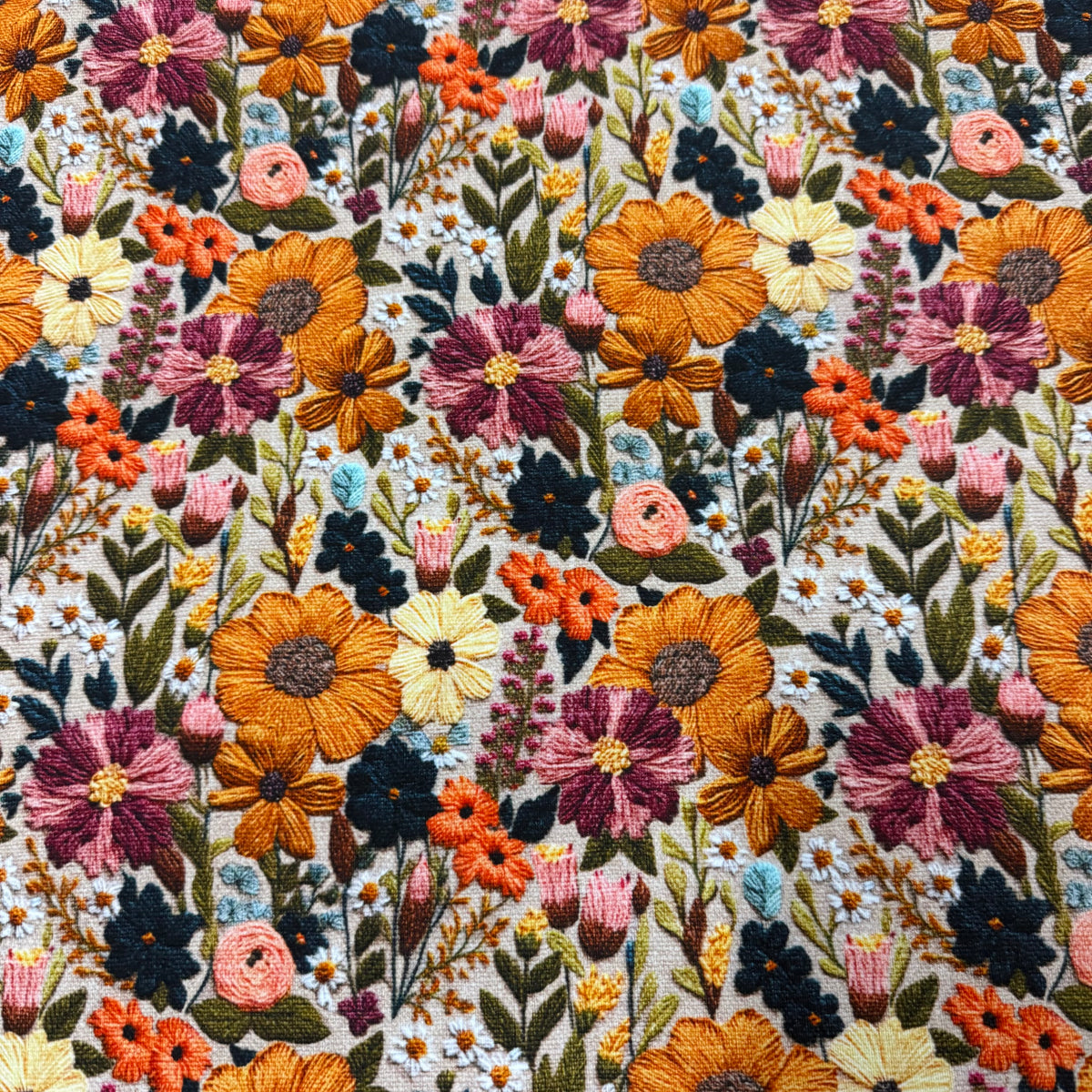Floral Embroidery on Bamboo/Spandex Jersey Fabric