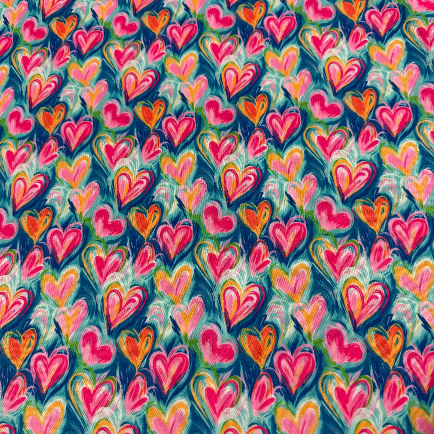 Painted Hearts 1 mil PUL Fabric - Made in the USA