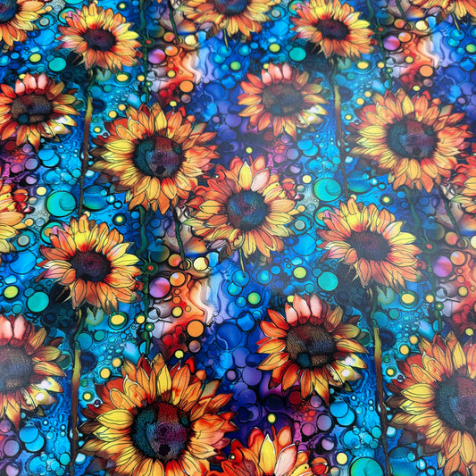 Sunflower Alcohol Ink on Smooth Vinyl Fabric