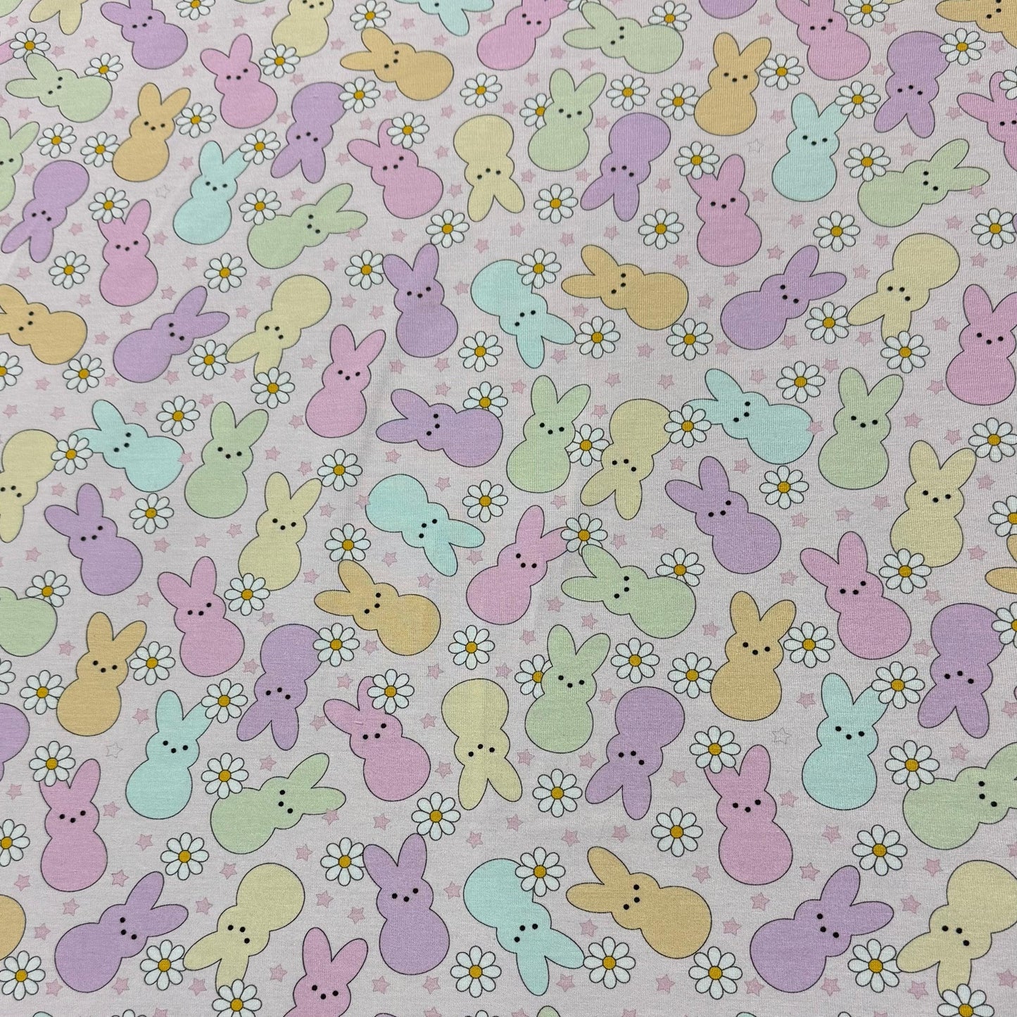 Easter Bunnies on Bamboo/Spandex Jersey Fabric