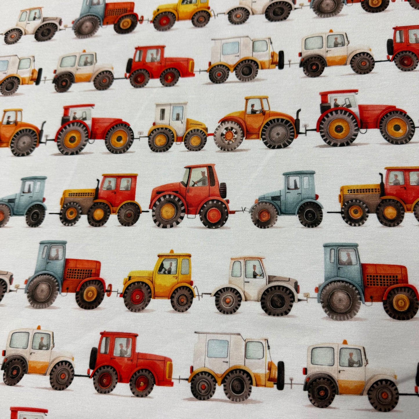 Tractor Show on Bamboo/Spandex Jersey Fabric