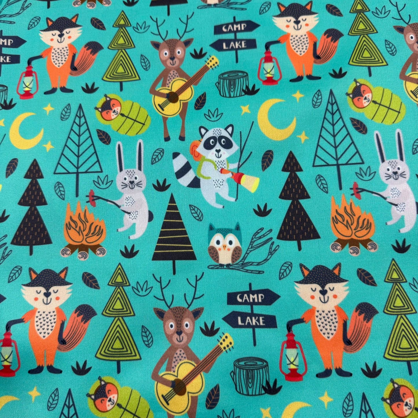 Campsite Animals on 1 mil PUL Fabric - Made in the USA