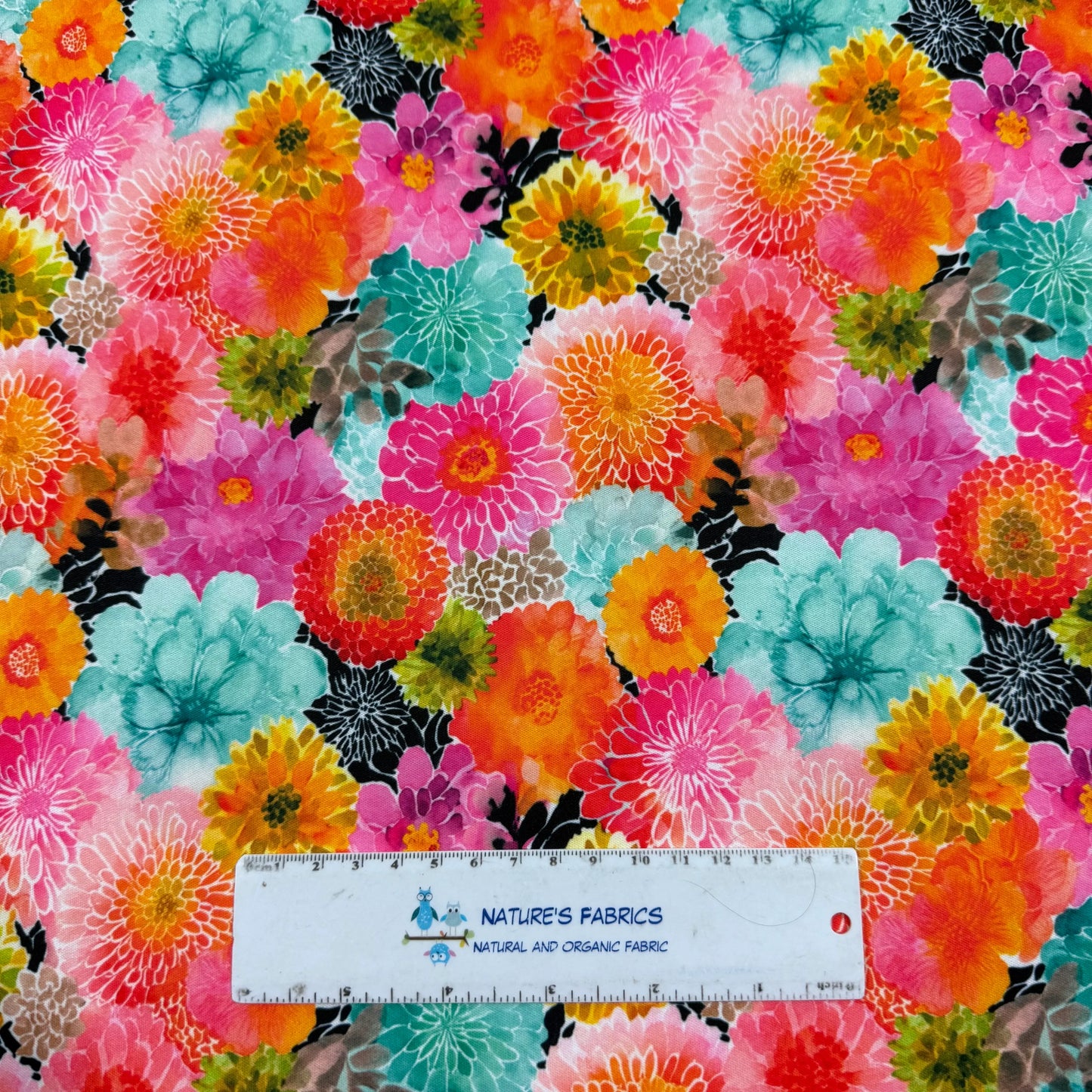 Vibrant Zinnias 1 mil PUL Fabric - Made in the USA