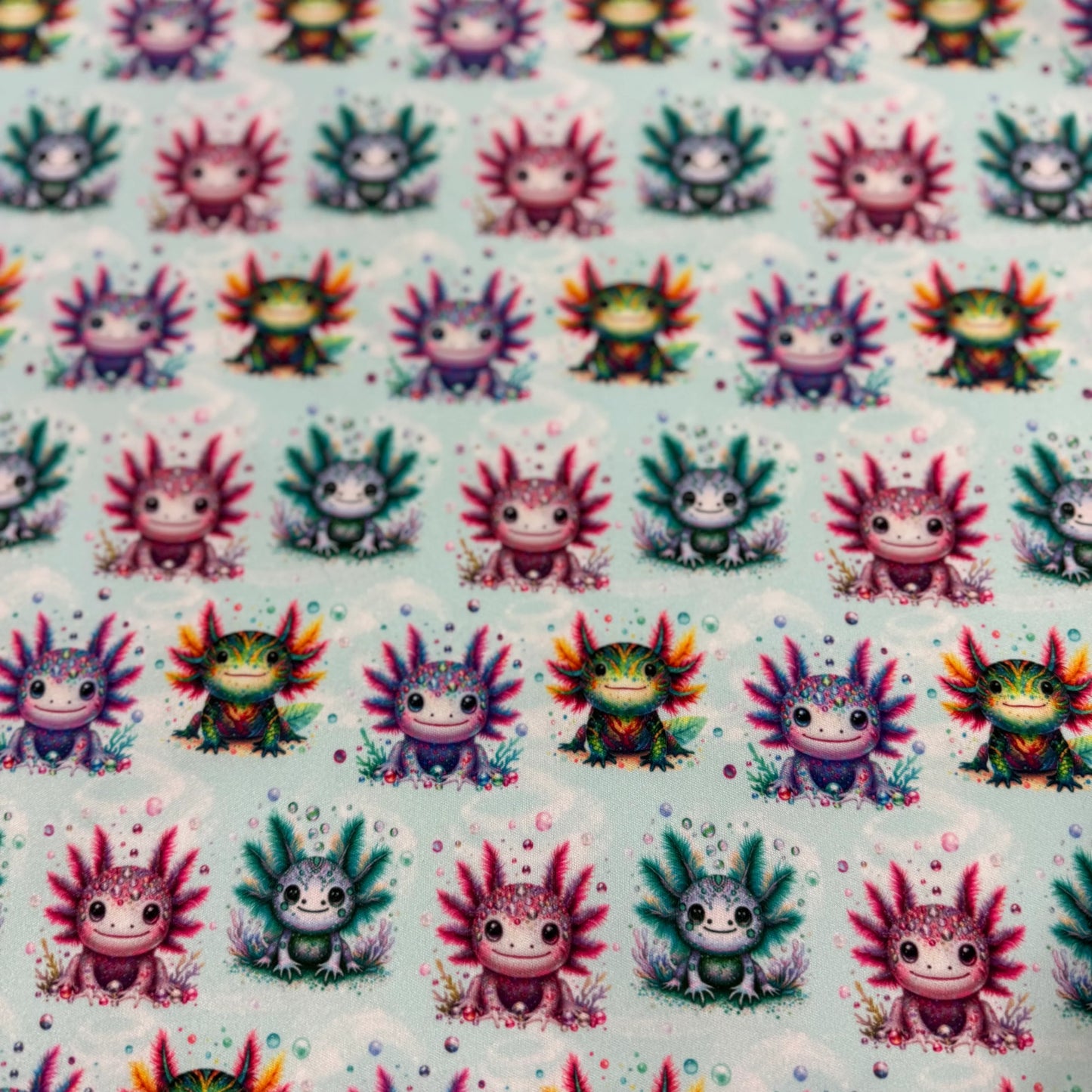 Rhinestone Axolotls 1 mil PUL Fabric - Made in the USA