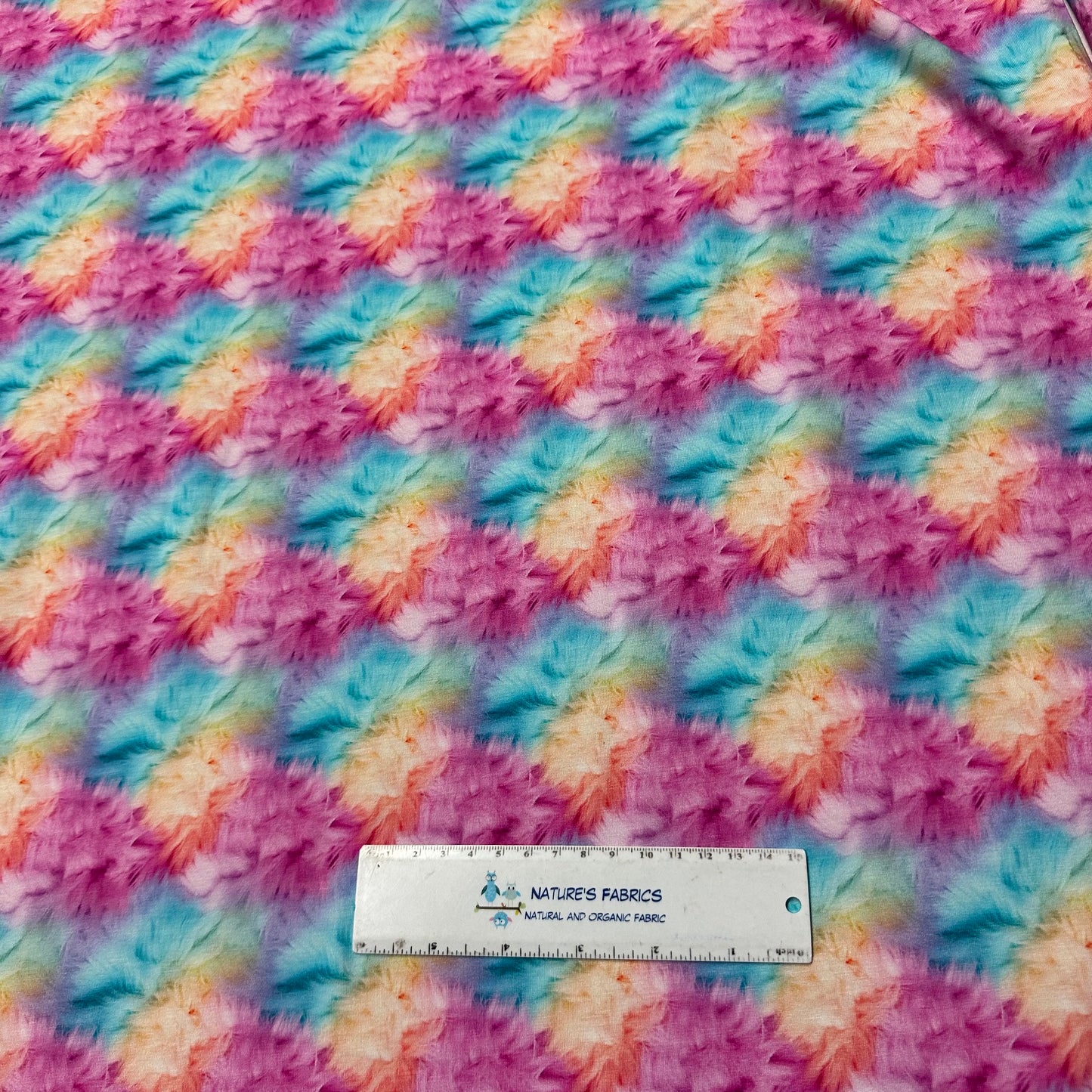 Pastel Rainbow Fur on Bamboo/Spandex Jersey Fabric