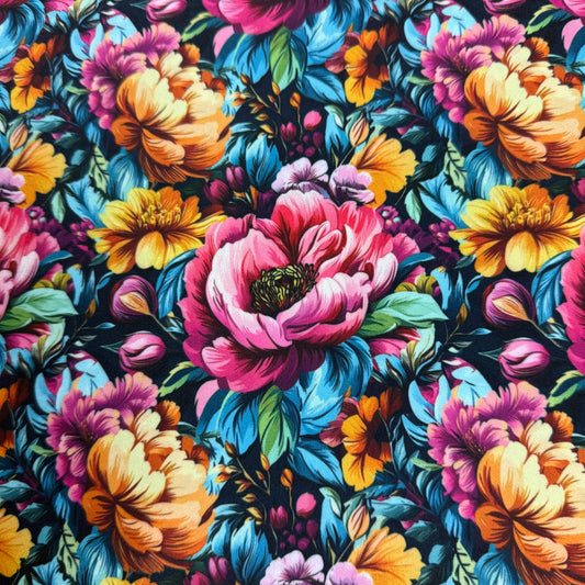 Vibrant Peonies 1 mil PUL Fabric - Made in the USA