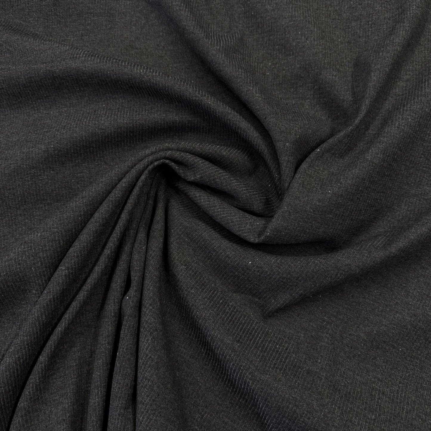 Charcoal Heather Cotton/Spandex Rib Knit Fabric - 2x1