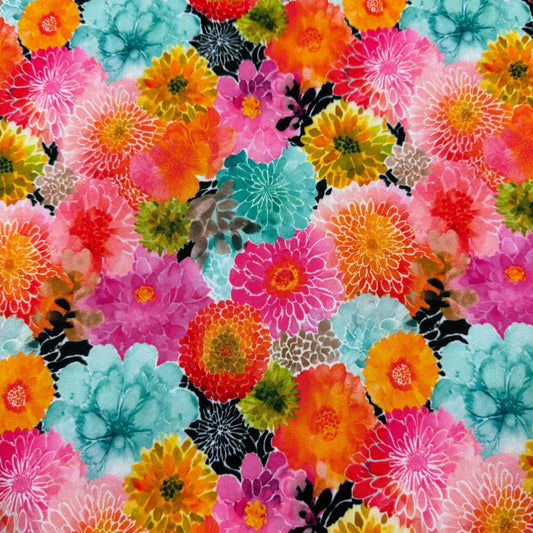 Vibrant Zinnias 1 mil PUL Fabric - Made in the USA