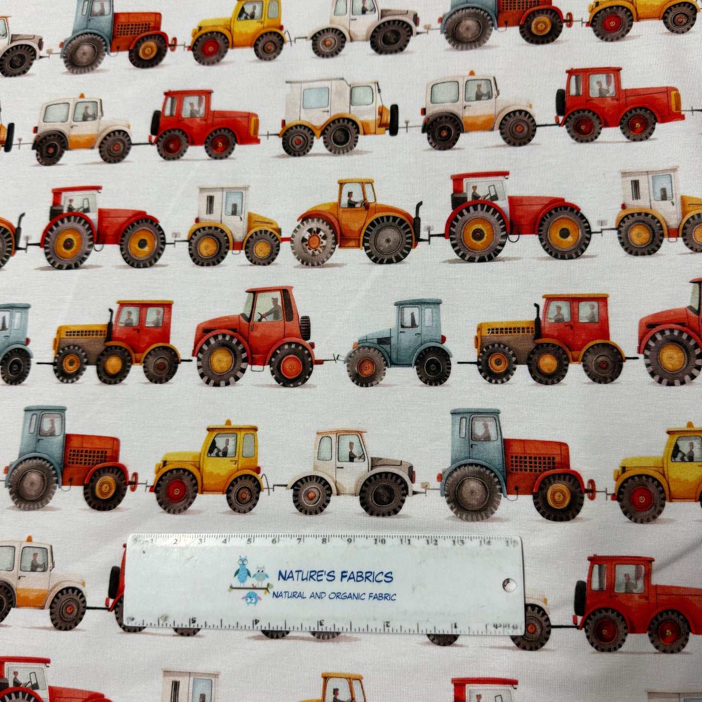 Tractor Show on Bamboo/Spandex Jersey Fabric