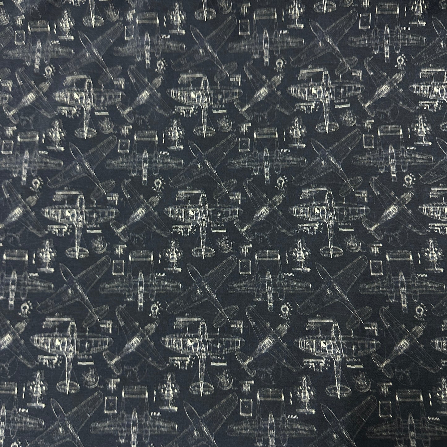 Airplane Blueprints on Bamboo/Spandex Jersey Fabric